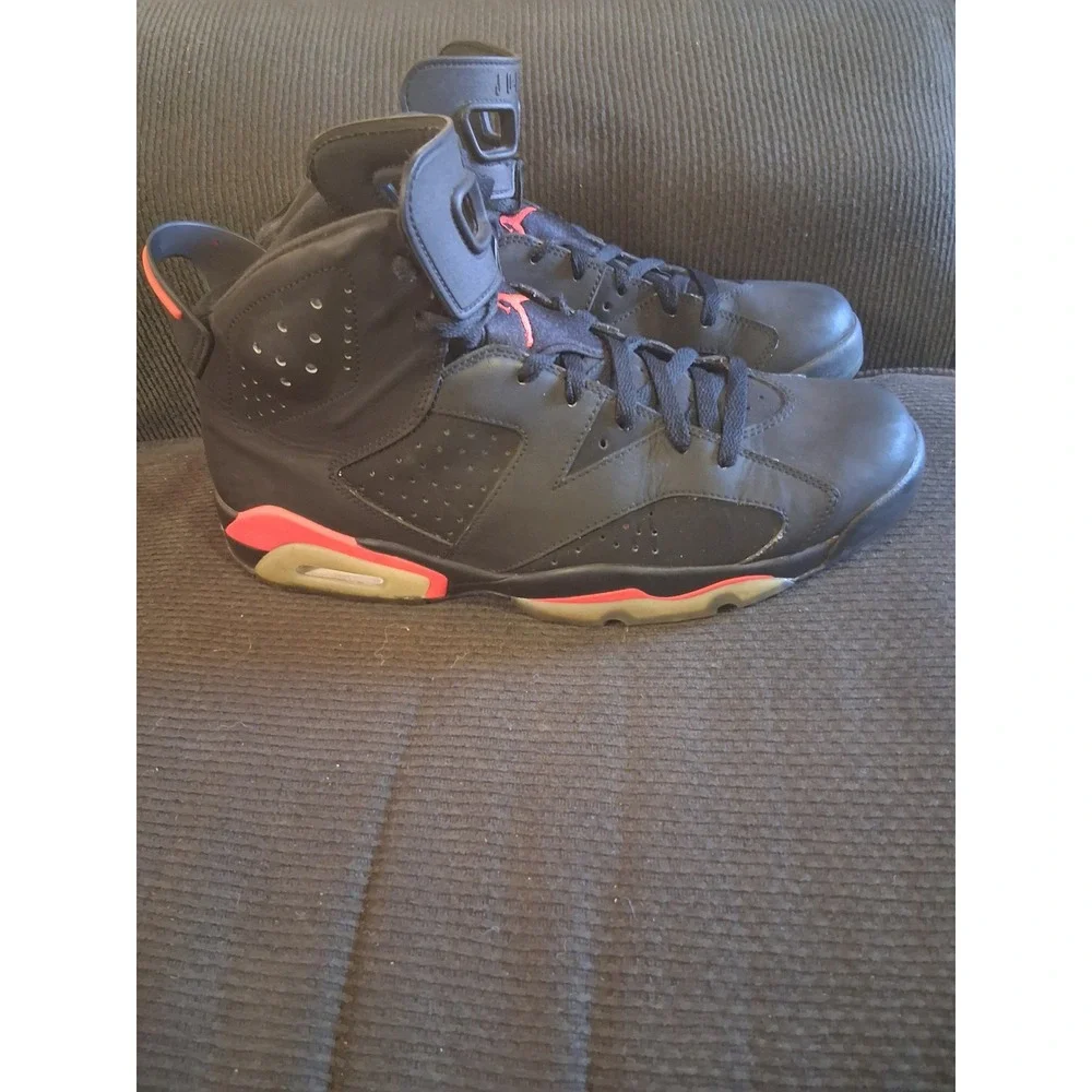 Nike Air Jordan 6 Retro Infrared Black Sneakers 384664-023 Mens 12 Shoes